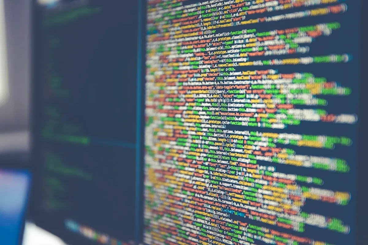 Flowing colorful code representing conversational AI